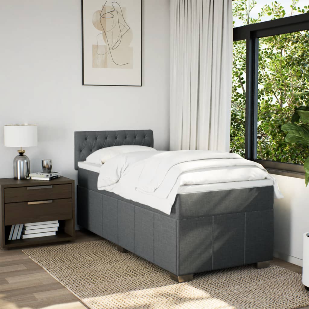 Giroletto a Molle con Materasso Grigio Scuro 90x200 cm Tessuto | homemem39