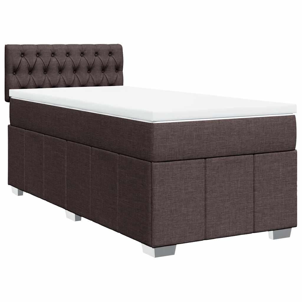 Giroletto a Molle con Materasso Marrone Scuro 90x200 cm Tessuto | homemem39