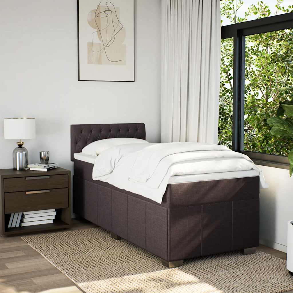 Giroletto a Molle con Materasso Marrone Scuro 90x200 cm Tessuto | homemem39