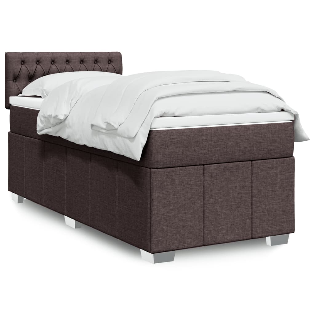 Giroletto a Molle con Materasso Marrone Scuro 90x200 cm Tessuto | homemem39