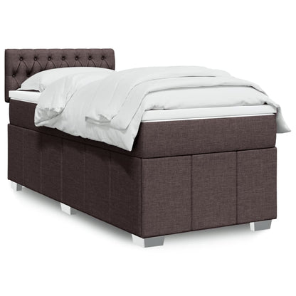 Giroletto a Molle con Materasso Marrone Scuro 90x200 cm Tessuto | homemem39