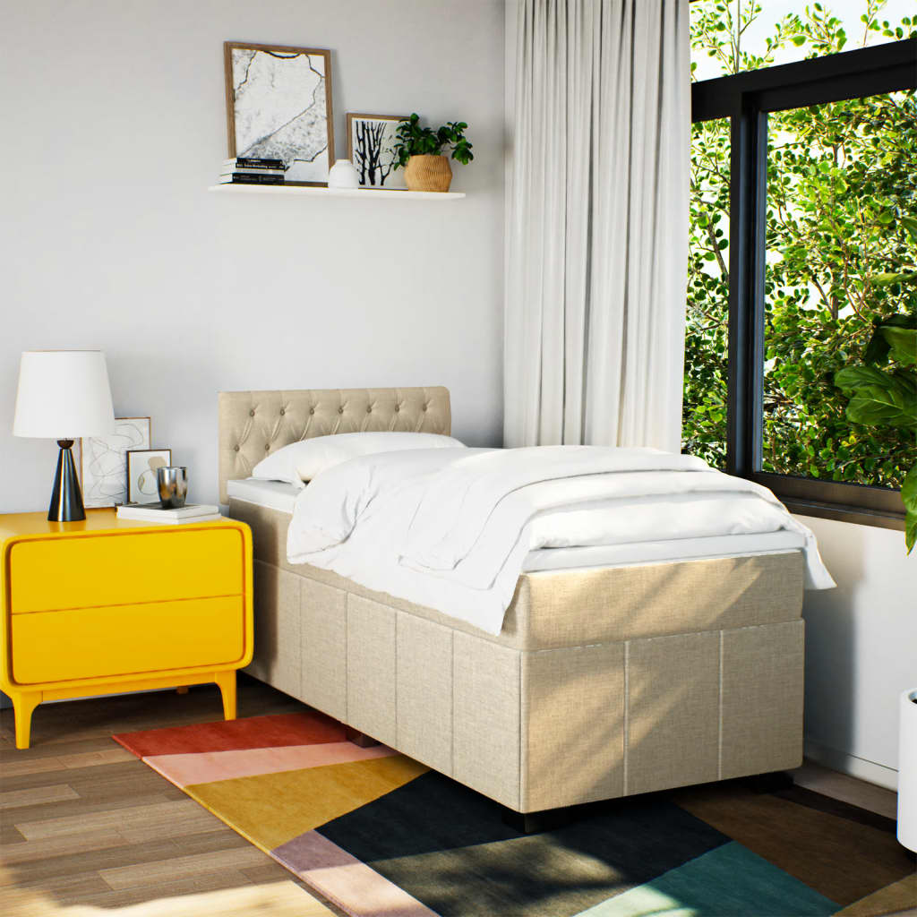 Giroletto a Molle con Materasso Crema 90x200 cm inTessuto