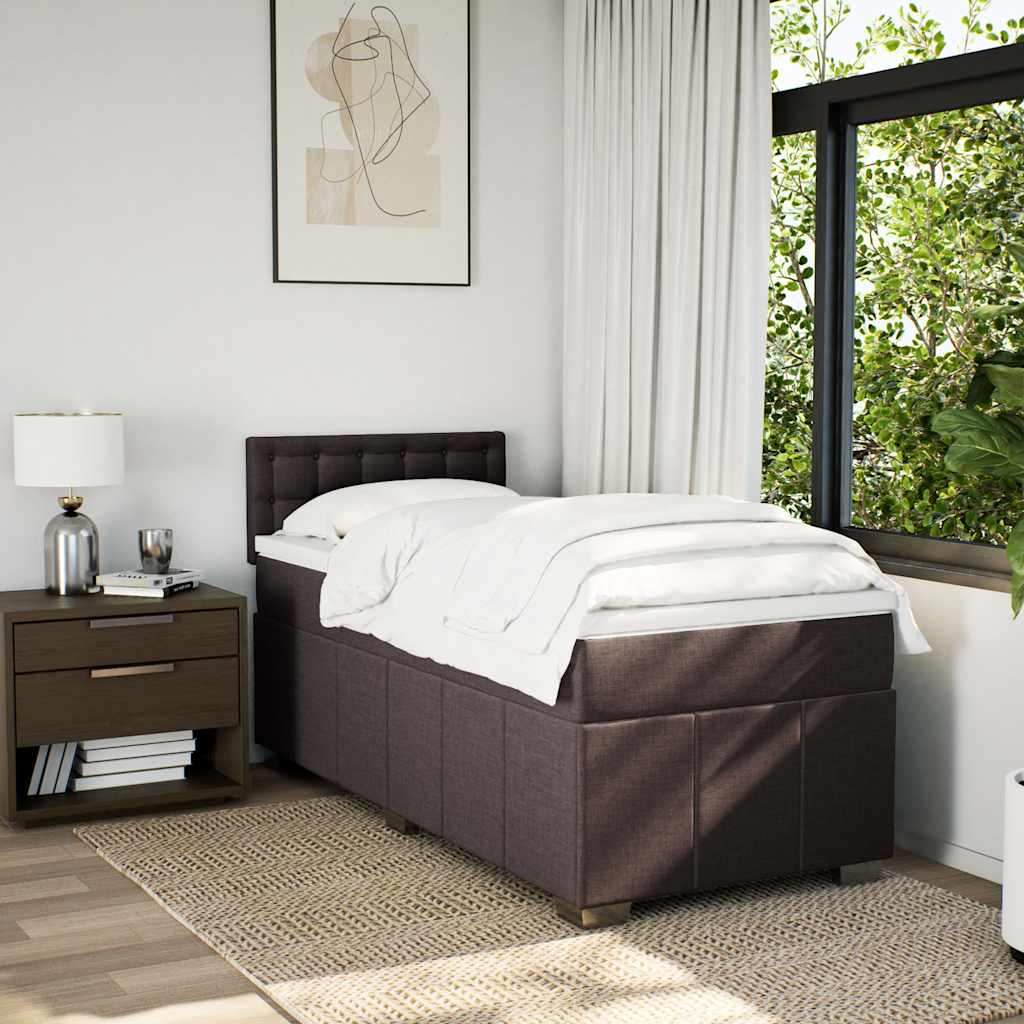 Giroletto a Molle con Materasso Marrone Scuro 90x200 cm Tessuto | homemem39