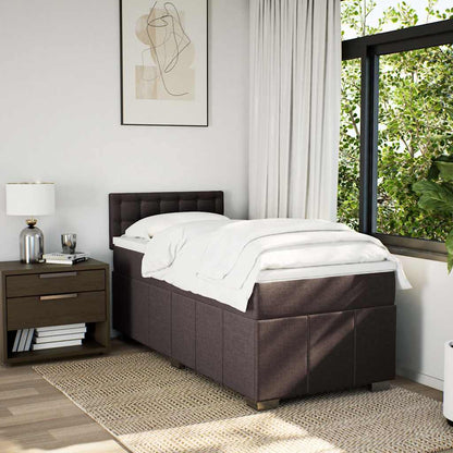 Giroletto a Molle con Materasso Marrone Scuro 90x200 cm Tessuto | homemem39