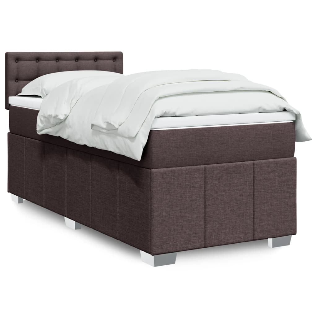 Giroletto a Molle con Materasso Marrone Scuro 90x200 cm Tessuto | homemem39