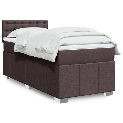 Giroletto a Molle con Materasso Marrone Scuro 90x200 cm Tessuto | homemem39