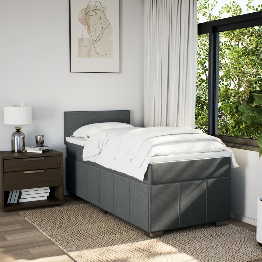 Giroletto a Molle con Materasso Grigio Scuro 100x200 cm Tessuto | homemem39