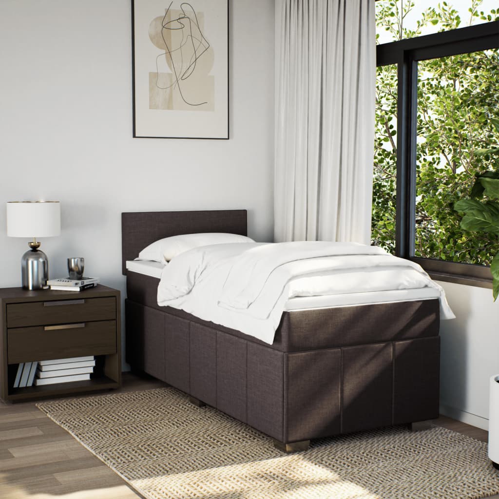 Giroletto a Molle con Materasso Marrone Scuro 100x200cm Tessuto | homemem39