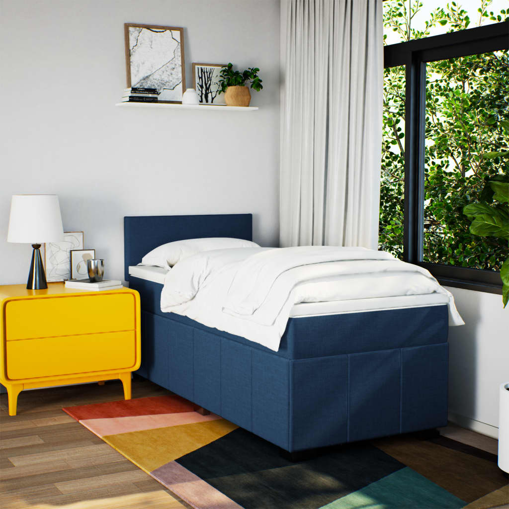 Giroletto a Molle con Materasso Blu 100x200 cm in Tessuto | homemem39