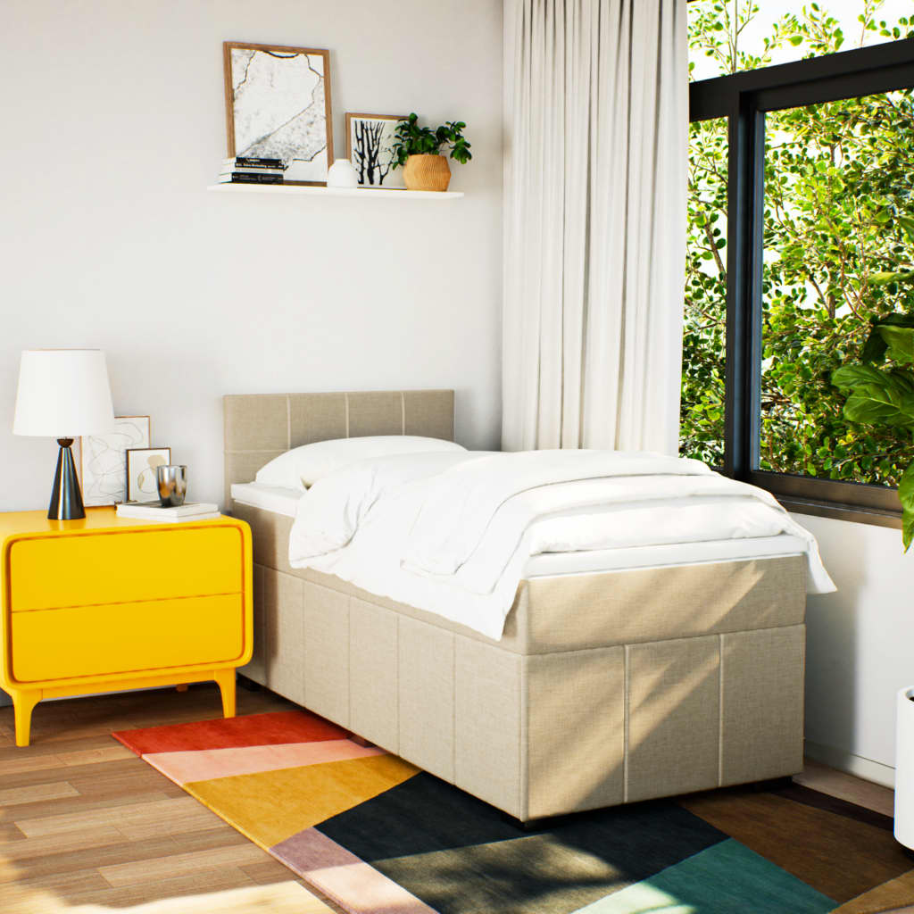 Giroletto a Molle con Materasso Crema 100x200 cm in Tessuto | homemem39