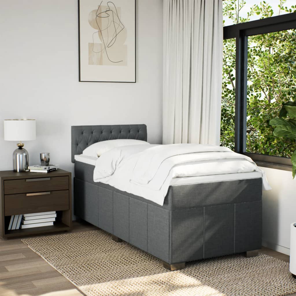 Giroletto a Molle con Materasso Grigio Scuro 100x200 cm Tessuto | homemem39