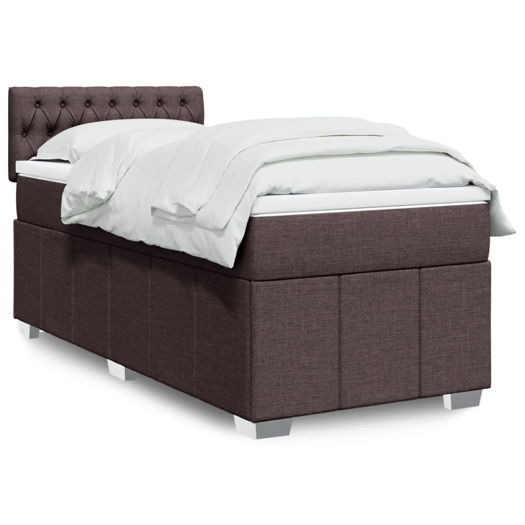 Giroletto a Molle con Materasso Marrone Scuro 100x200cm Tessuto | homemem39