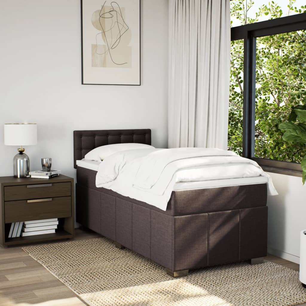 Giroletto a Molle con Materasso Marrone Scuro 100x200cm Tessuto | homemem39