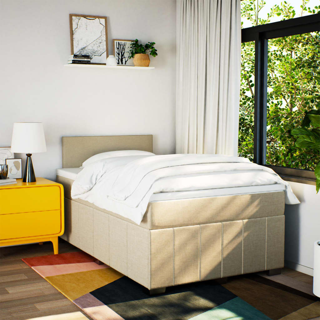 Giroletto a Molle con Materasso Crema 120x190 cm in Tessuto - homemem39