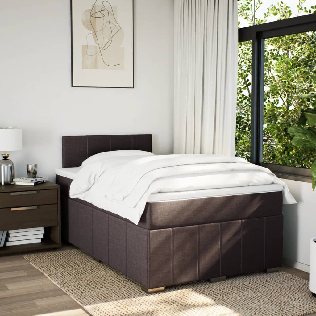 Giroletto a Molle con Materasso Marrone Scuro 120x190cm Tessuto | homemem39