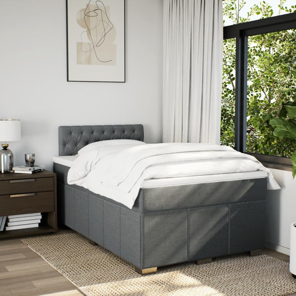 Giroletto a Molle con Materasso Grigio Scuro 120x190cm Tessuto | homemem39