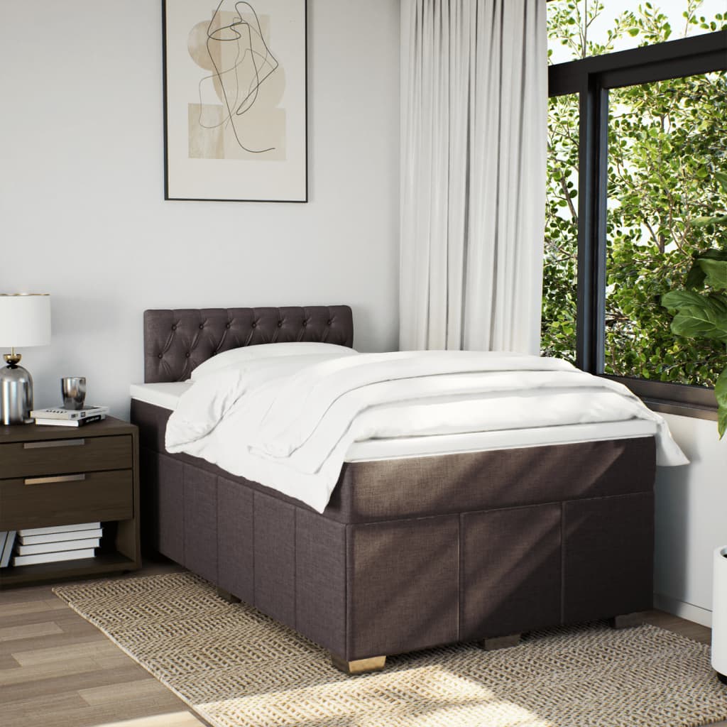 Giroletto a Molle con Materasso Marrone Scuro 120x190cm Tessuto | homemem39