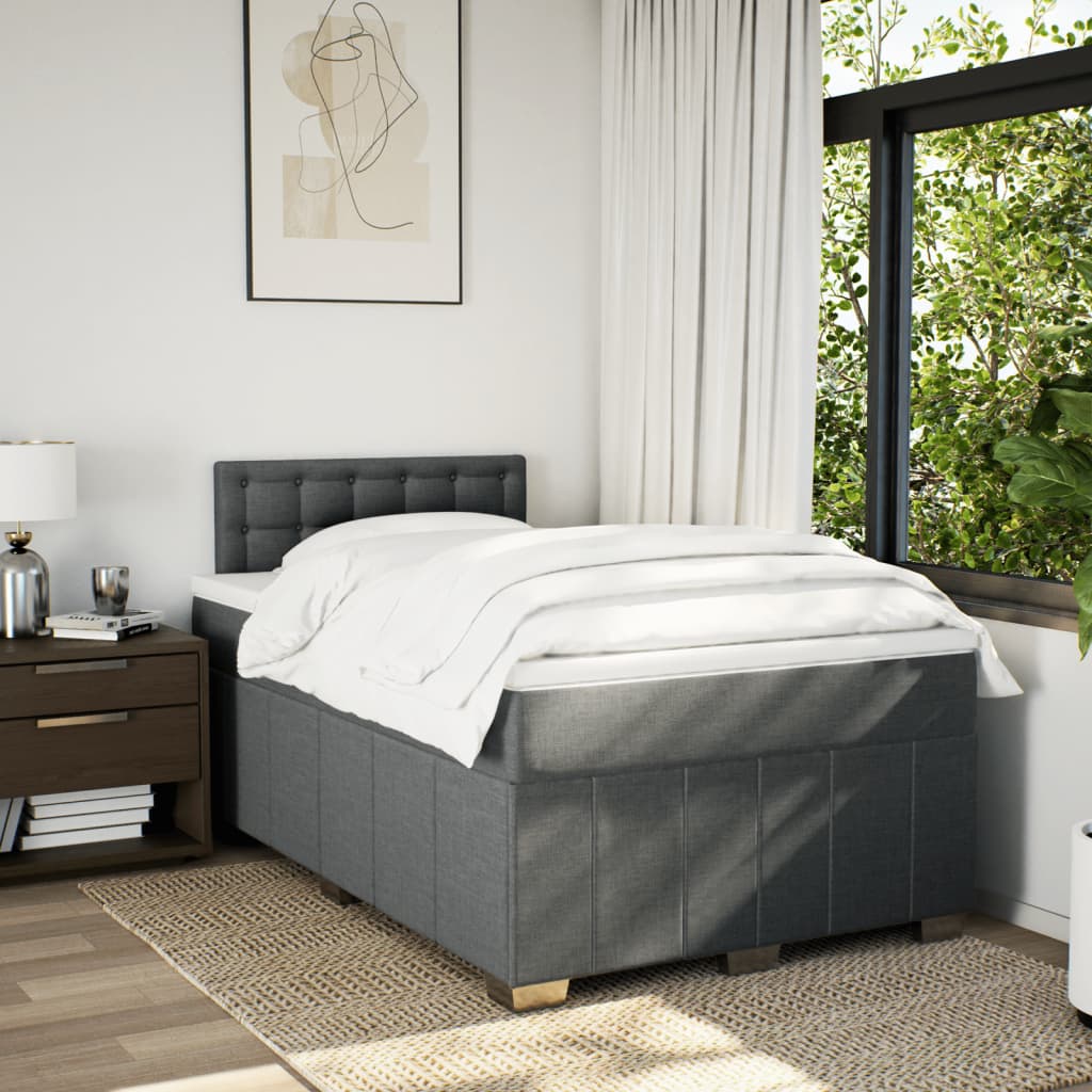 Giroletto a Molle con Materasso Grigio Scuro 120x190cm Tessuto | homemem39