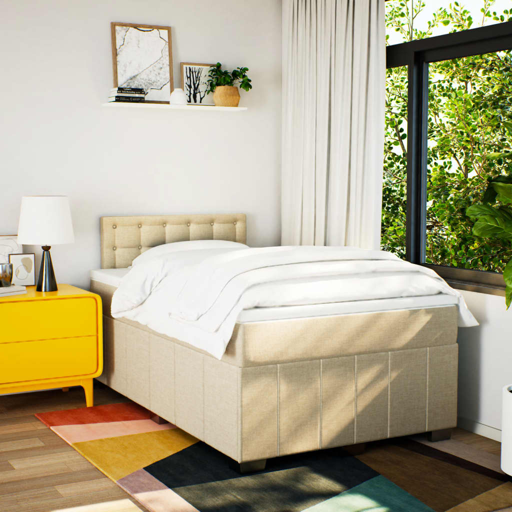 Giroletto a Molle con Materasso Crema 120x190 cm in Tessuto - homemem39