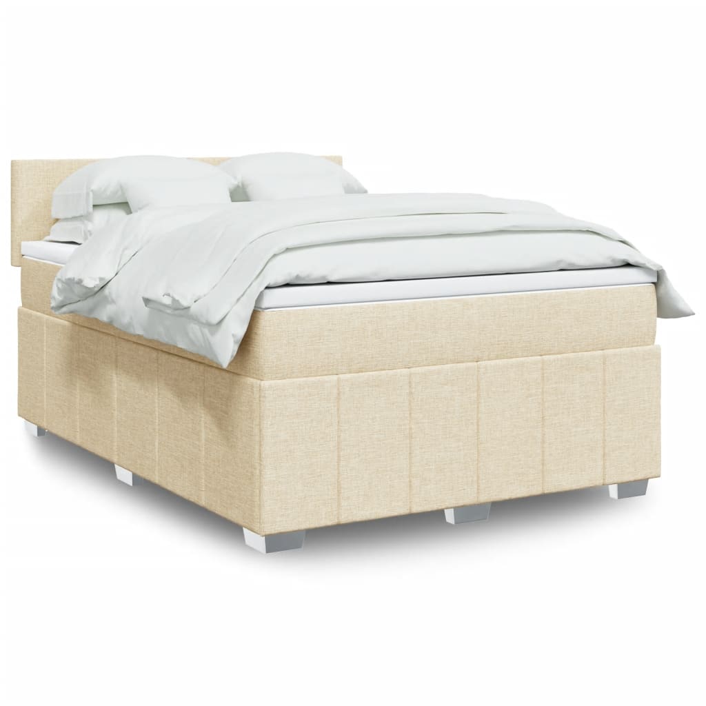 Giroletto a Molle con Materasso Crema 140x19 cm in Tessuto | homemem39