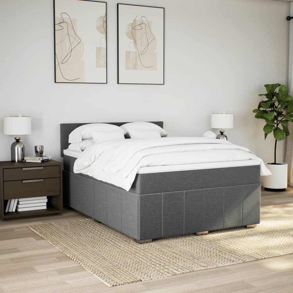 Giroletto a Molle con Materasso Grigio Scuro 140x190 cm Tessuto | homemem39