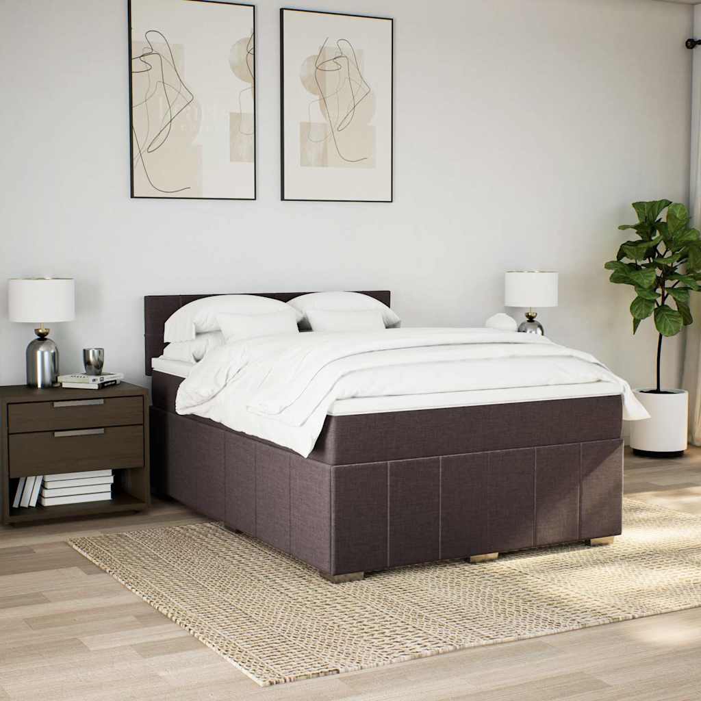 Giroletto a Molle con Materasso Marrone Scuro 140x190cm Tessuto | homemem39