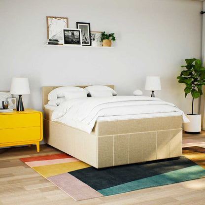 Giroletto a Molle con Materasso Crema 140x19 cm in Tessuto | homemem39
