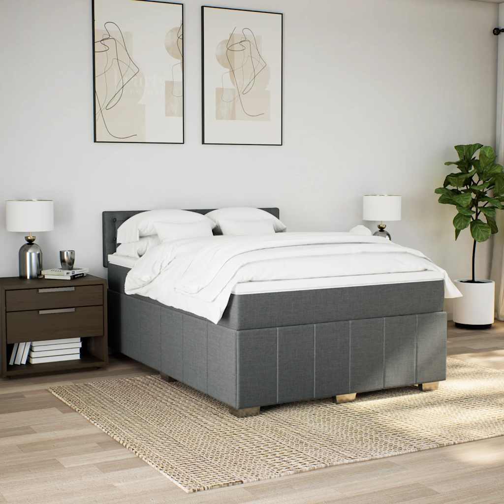 Giroletto a Molle con Materasso Grigio Scuro 140x190 cm Tessuto | homemem39