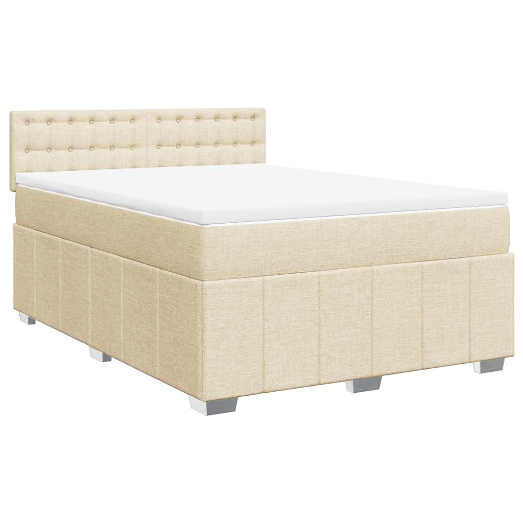 Giroletto a Molle con Materasso Crema 140x19 cm in Tessuto | homemem39