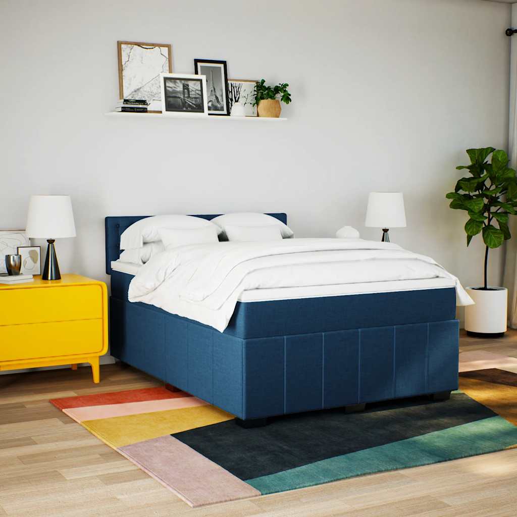 Giroletto a Molle con Materasso Blu 140x190 cm in Tessuto | homemem39