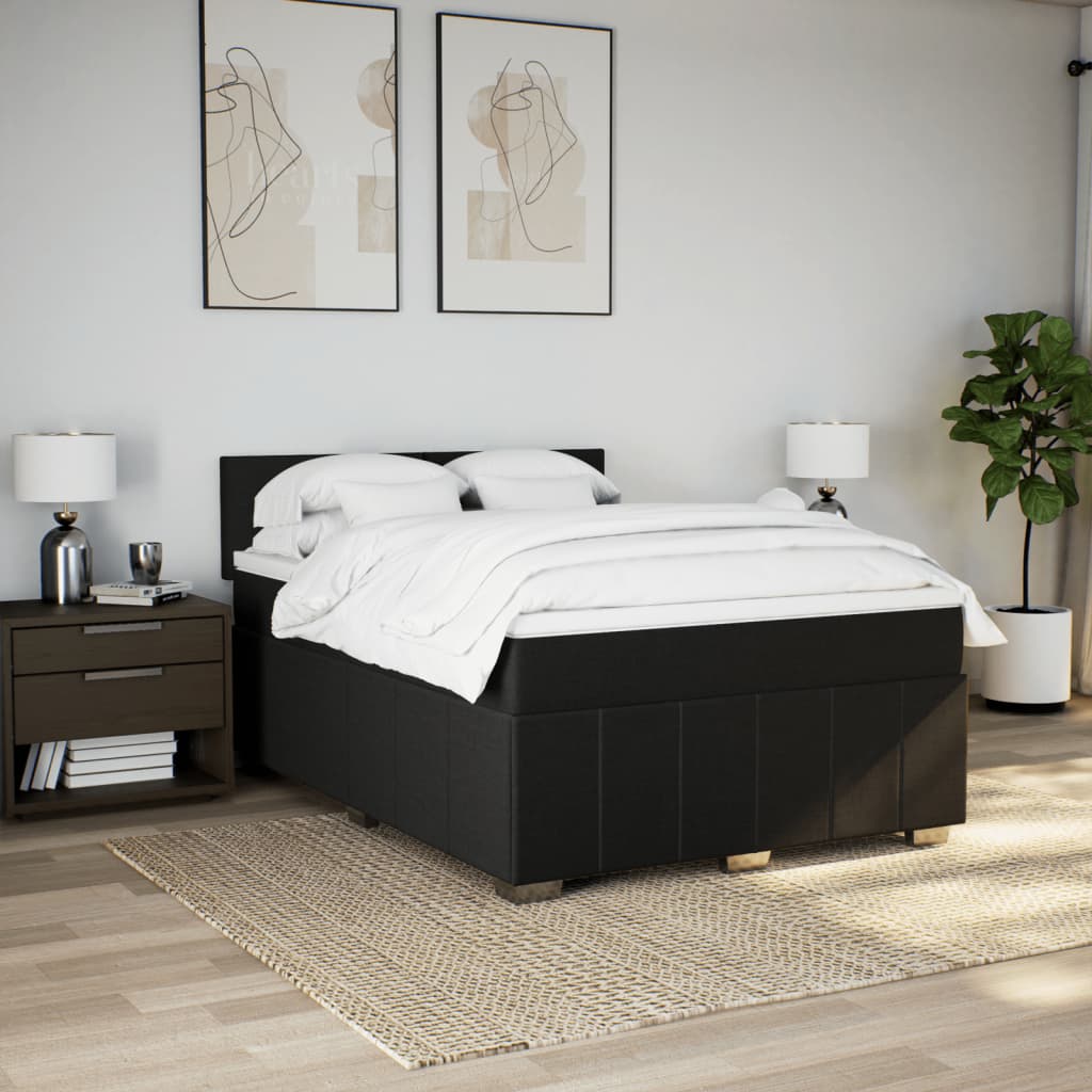 Giroletto a Molle con Materasso Nero 160x200 cm in Tessuto | homemem39