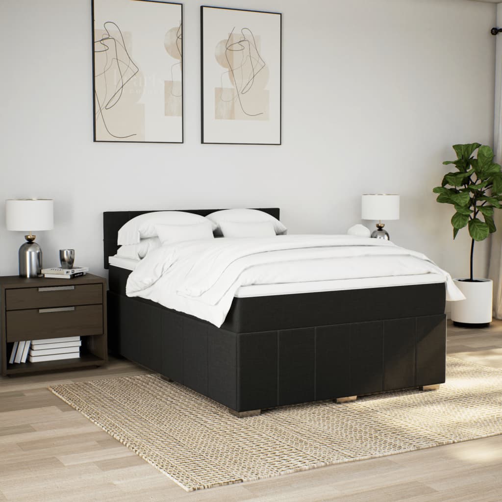 Giroletto a Molle con Materasso Nero 160x200 cm in Tessuto | homemem39