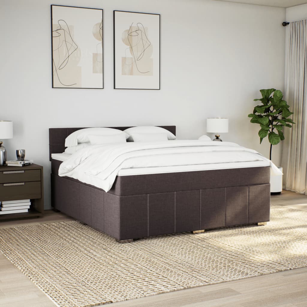Giroletto a Molle con Materasso Marrone Scuro 180x200cm Tessuto | homemem39