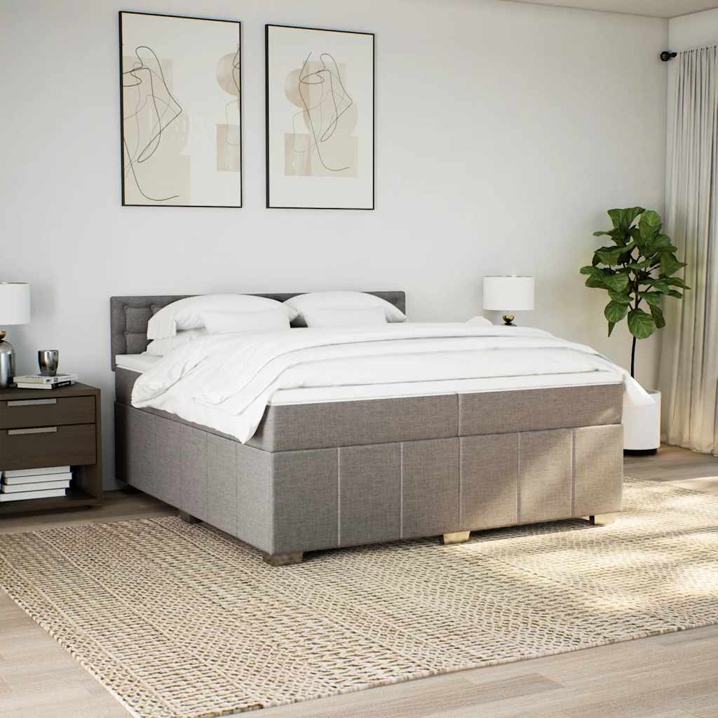 Giroletto a Molle con Materasso Tortora 200x200 cm in Tessuto | homemem39