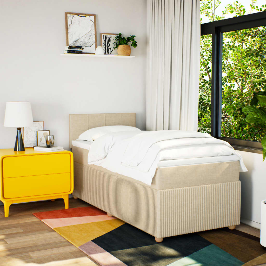 Giroletto a Molle con Materasso Crema 80x200 cm inTessuto - homemem39