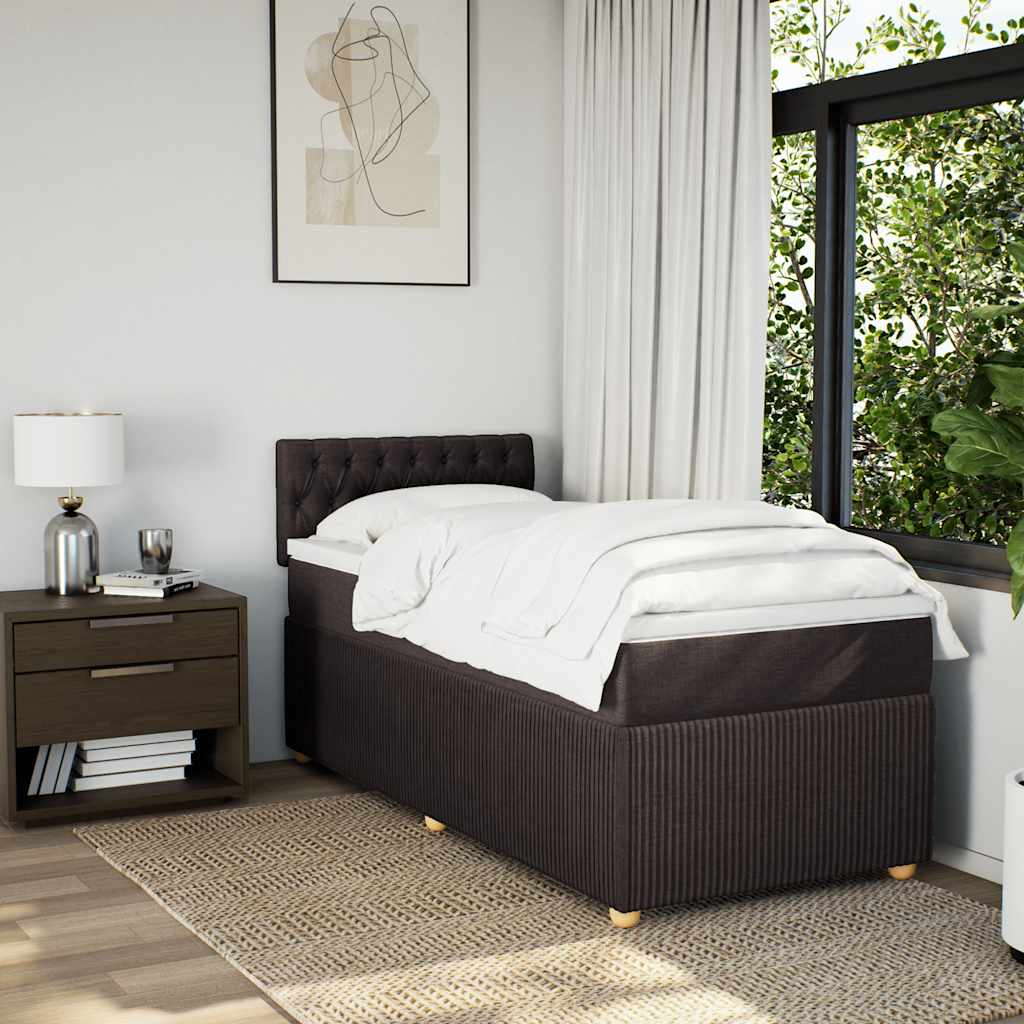 Giroletto a Molle con Materasso Marrone Scuro 80x200 cm Tessuto | homemem39