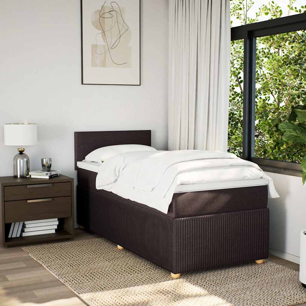 Giroletto a Molle con Materasso Marrone Scuro 90x190cm Tessuto | homemem39
