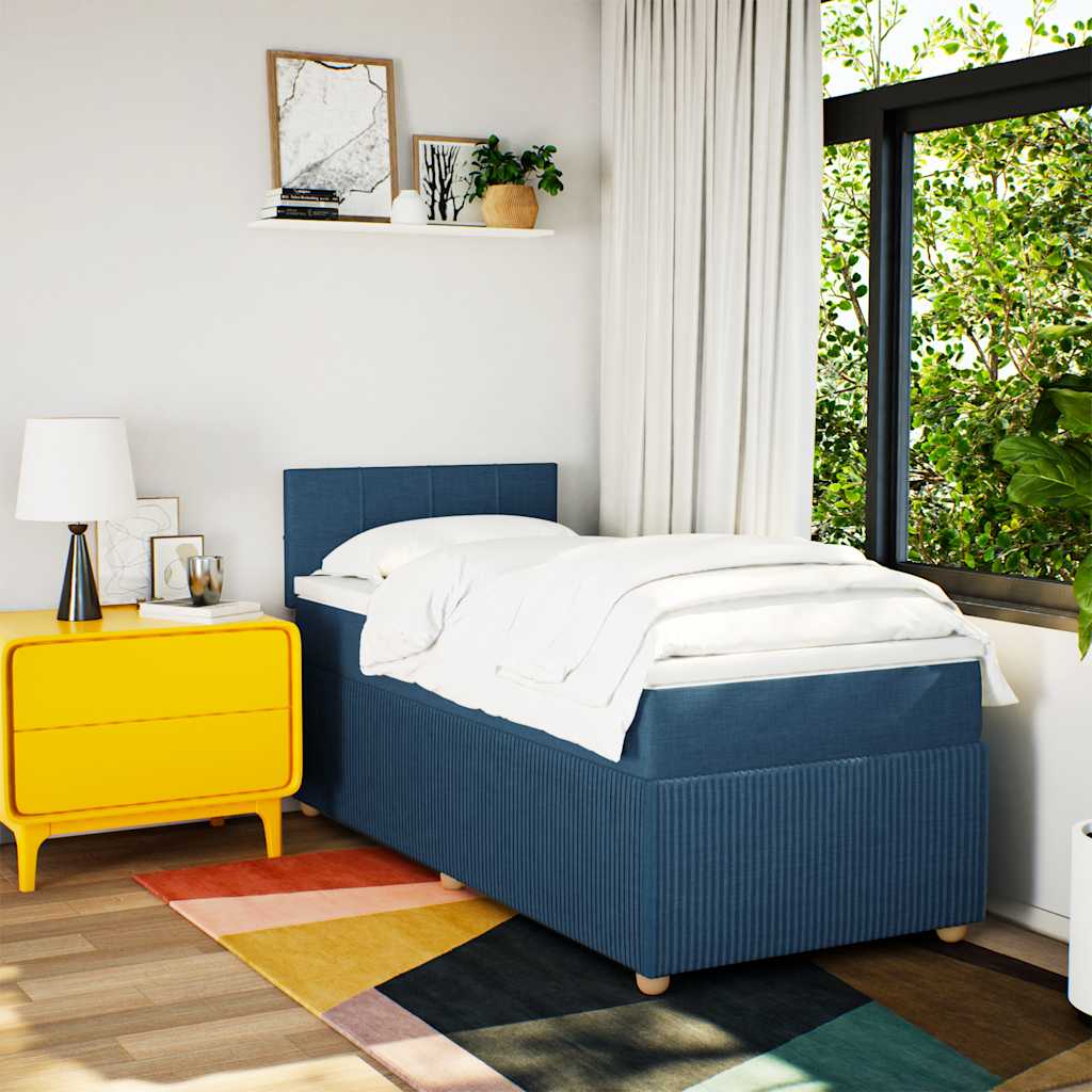 Giroletto a Molle con Materasso Blu 90x190 cm in Tessuto | homemem39