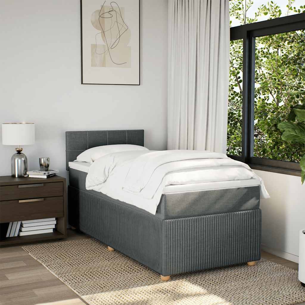 Giroletto a Molle con Materasso Grigio Scuro 90x200 cm Tessuto | homemem39