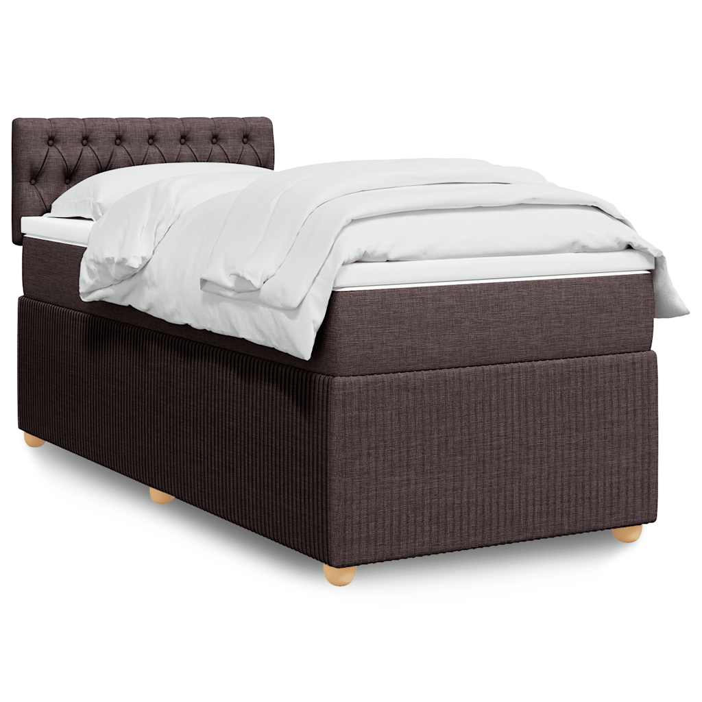 Giroletto a Molle con Materasso Marrone Scuro 90x200 cm Tessuto | homemem39