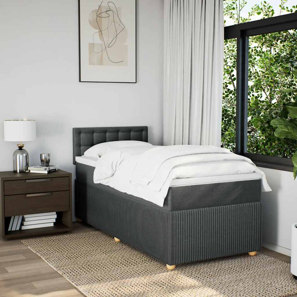 Giroletto a Molle con Materasso Grigio Scuro 90x200 cm Tessuto | homemem39