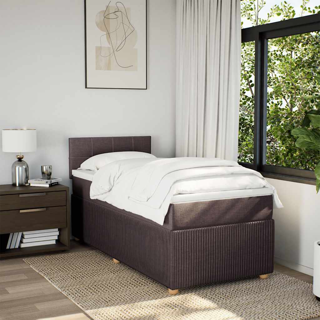 Giroletto a Molle con Materasso Marrone Scuro 100x200cm Tessuto | homemem39
