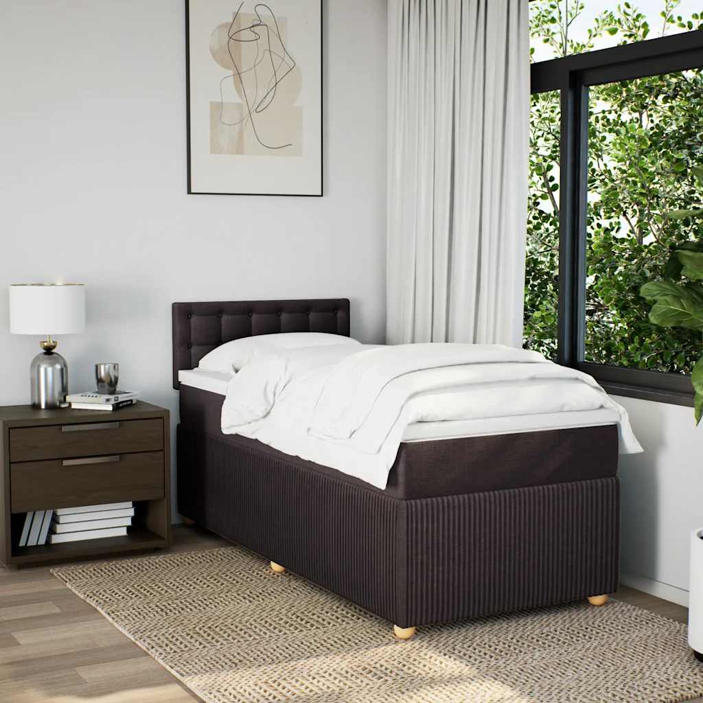 Giroletto a Molle con Materasso Marrone Scuro 100x200cm Tessuto | homemem39