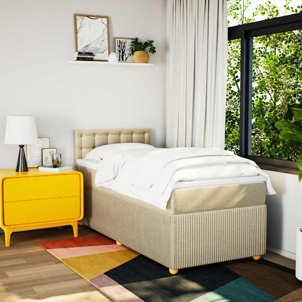 Giroletto a Molle con Materasso Crema 100x200 cm in Tessuto - homemem39