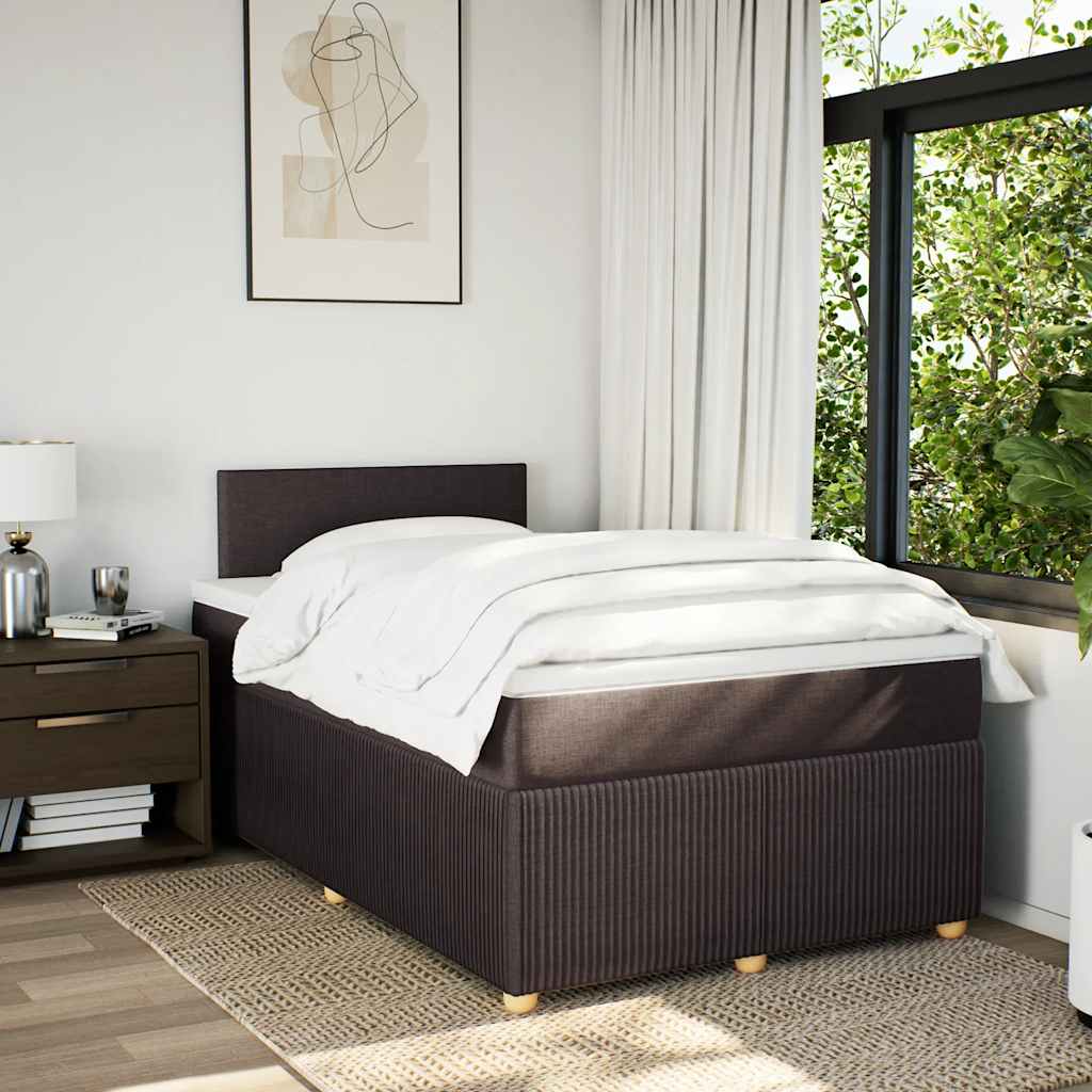 Giroletto a Molle con Materasso Marrone Scuro 120x200cm Tessuto | homemem39