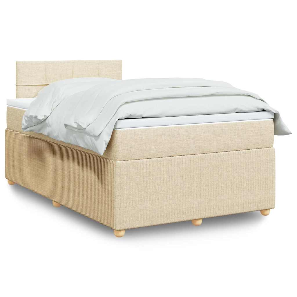 Giroletto a Molle con Materasso Crema 120x200 cm in Tessuto | homemem39