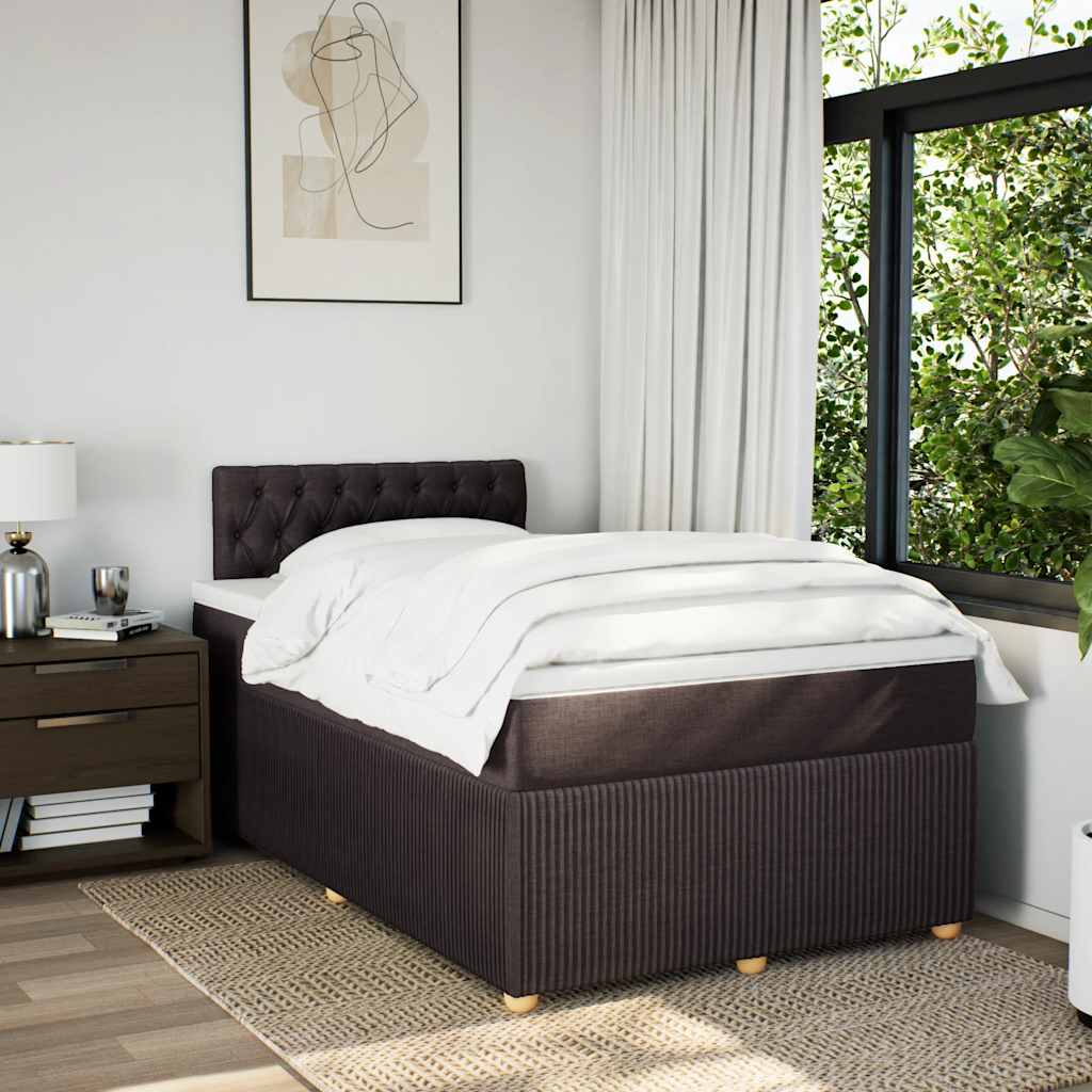 Giroletto a Molle con Materasso Marrone Scuro 120x200cm Tessuto | homemem39