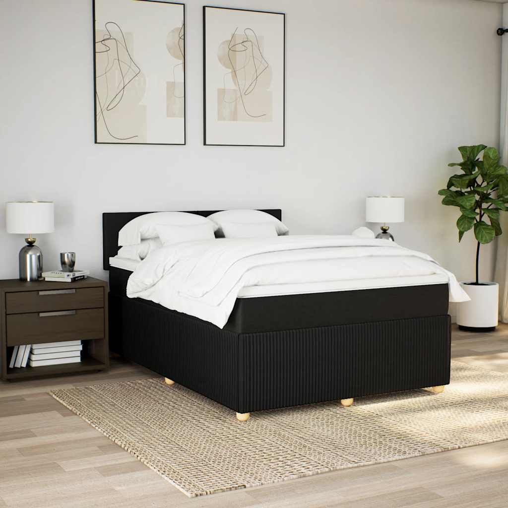 Giroletto a Molle con Materasso Nero 140x190 cm in Tessuto | homemem39