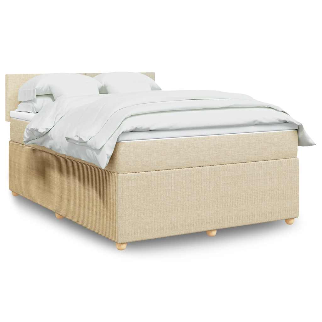 Giroletto a Molle con Materasso Crema 140x19 cm in Tessuto | homemem39
