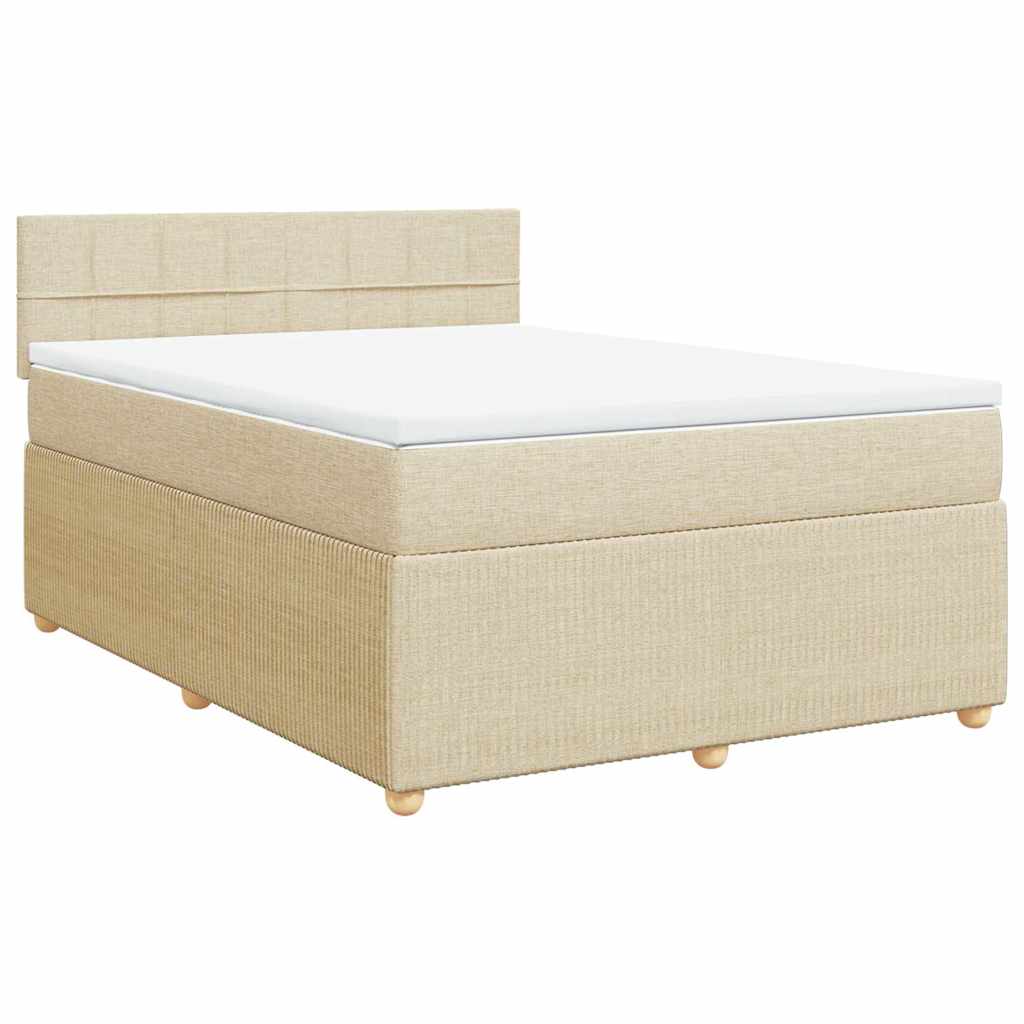 Giroletto a Molle con Materasso Crema 140x19 cm in Tessuto | homemem39